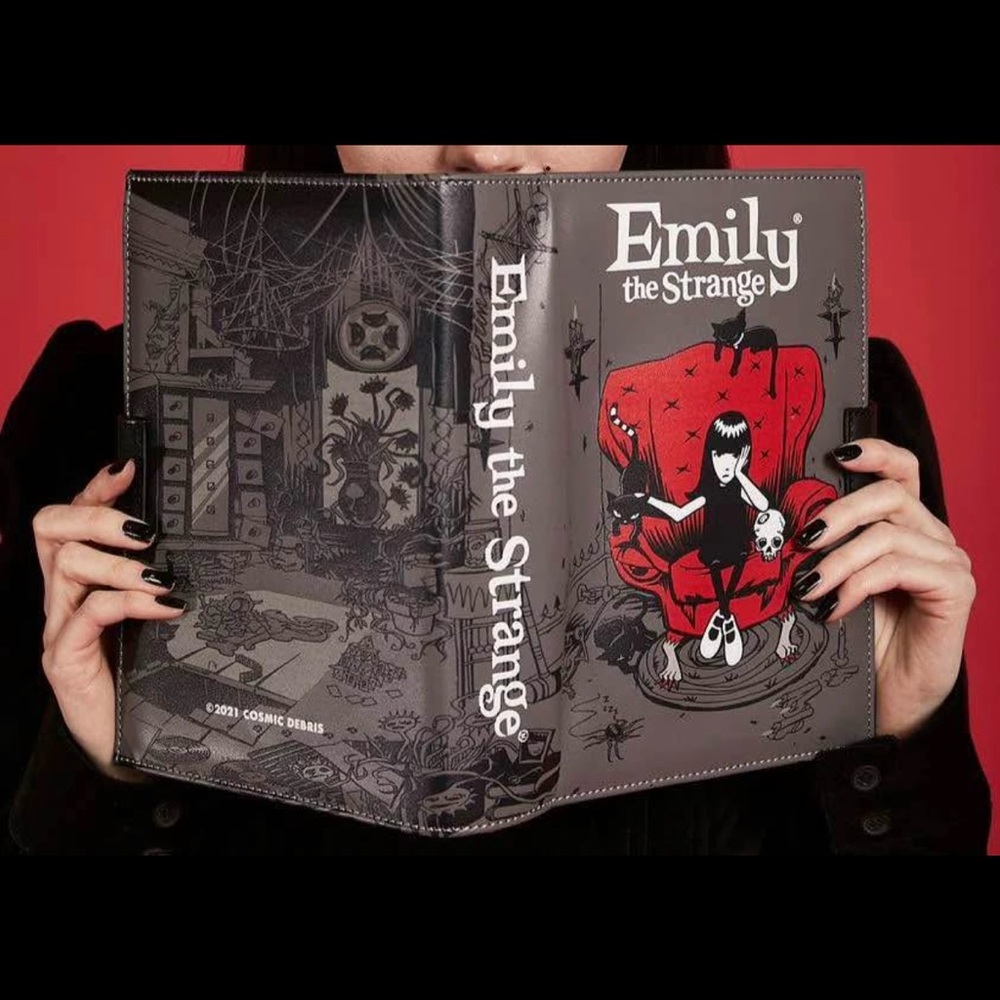 Dolls Kill Emily the Strange Graphic Book Crossbody Bag Purse goth emo black cat
